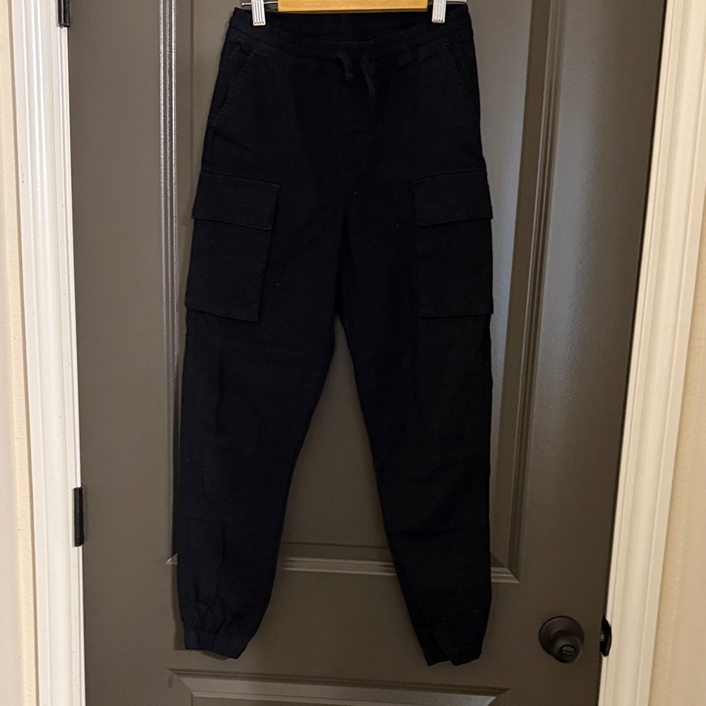 Kids Black Cargo Joggers